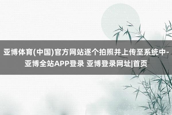亚博体育(中国)官方网站逐个拍照并上传至系统中-亚博全站APP登录 亚博登录网址|首页