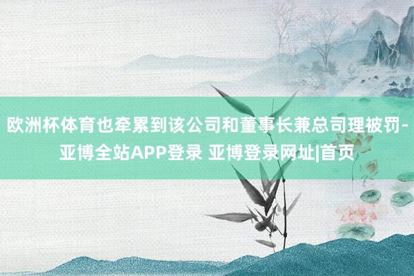 欧洲杯体育也牵累到该公司和董事长兼总司理被罚-亚博全站APP登录 亚博登录网址|首页