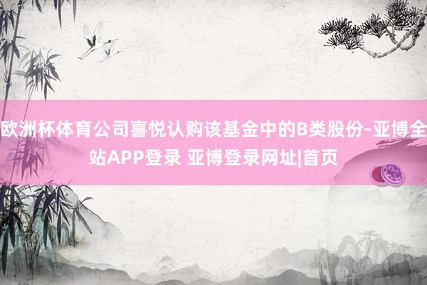 欧洲杯体育公司喜悦认购该基金中的B类股份-亚博全站APP登录 亚博登录网址|首页