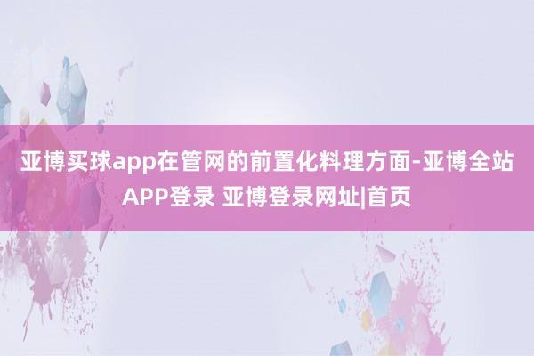 亚博买球app　　在管网的前置化料理方面-亚博全站APP登录 亚博登录网址|首页