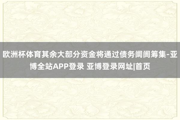 欧洲杯体育其余大部分资金将通过债务阛阓筹集-亚博全站APP登录 亚博登录网址|首页