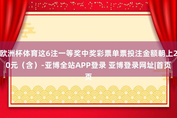 欧洲杯体育这6注一等奖中奖彩票单票投注金额朝上20元（含）-亚博全站APP登录 亚博登录网址|首页