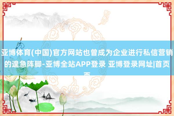 亚博体育(中国)官方网站也曾成为企业进行私信营销的遑急阵脚-亚博全站APP登录 亚博登录网址|首页