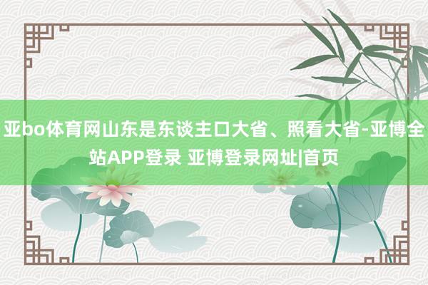 亚bo体育网山东是东谈主口大省、照看大省-亚博全站APP登录 亚博登录网址|首页