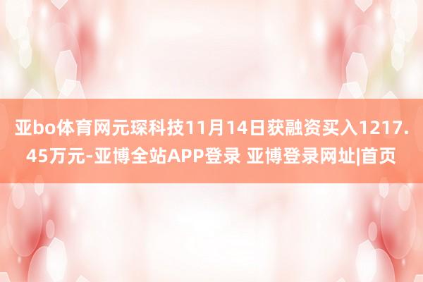 亚bo体育网元琛科技11月14日获融资买入1217.45万元-亚博全站APP登录 亚博登录网址|首页