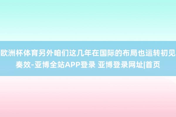 欧洲杯体育另外咱们这几年在国际的布局也运转初见奏效-亚博全站APP登录 亚博登录网址|首页