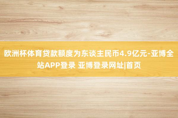 欧洲杯体育贷款额度为东谈主民币4.9亿元-亚博全站APP登录 亚博登录网址|首页