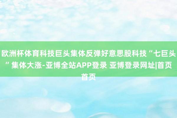 欧洲杯体育科技巨头集体反弹好意思股科技“七巨头”集体大涨-亚博全站APP登录 亚博登录网址|首页